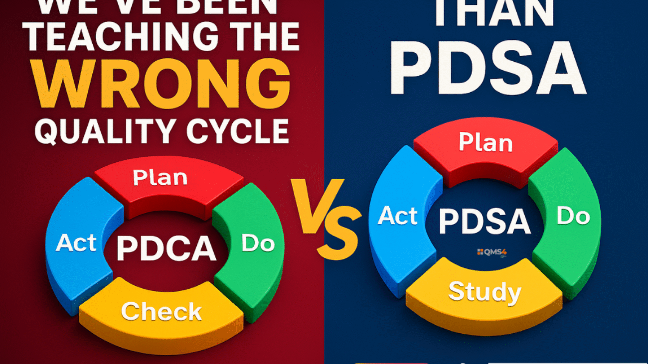 Comparison of PDCA vs PDSA cycles showing why PDCA became more popular than Deming’s PDSA method